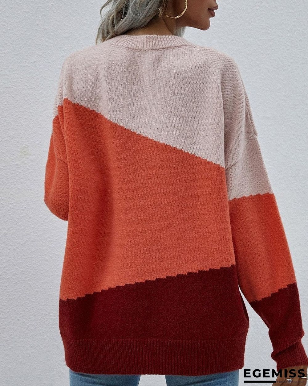 Color Block Drop Shoulder Sweater | EGEMISS