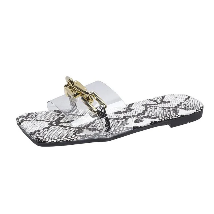 Fish mouth hollow snake print personalized ladies sandals