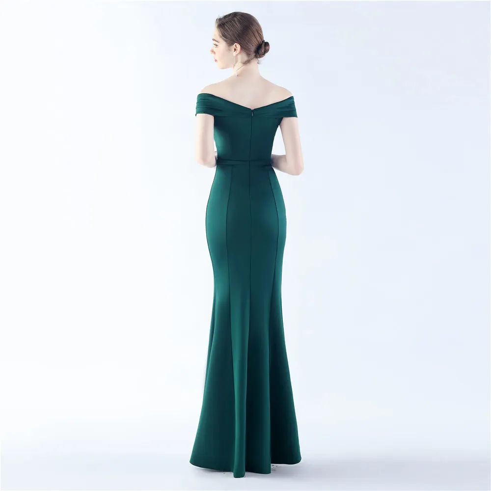 Classic Satin Off Shoulder Long Evening Dress - Elegant & Timeless - Ootddress