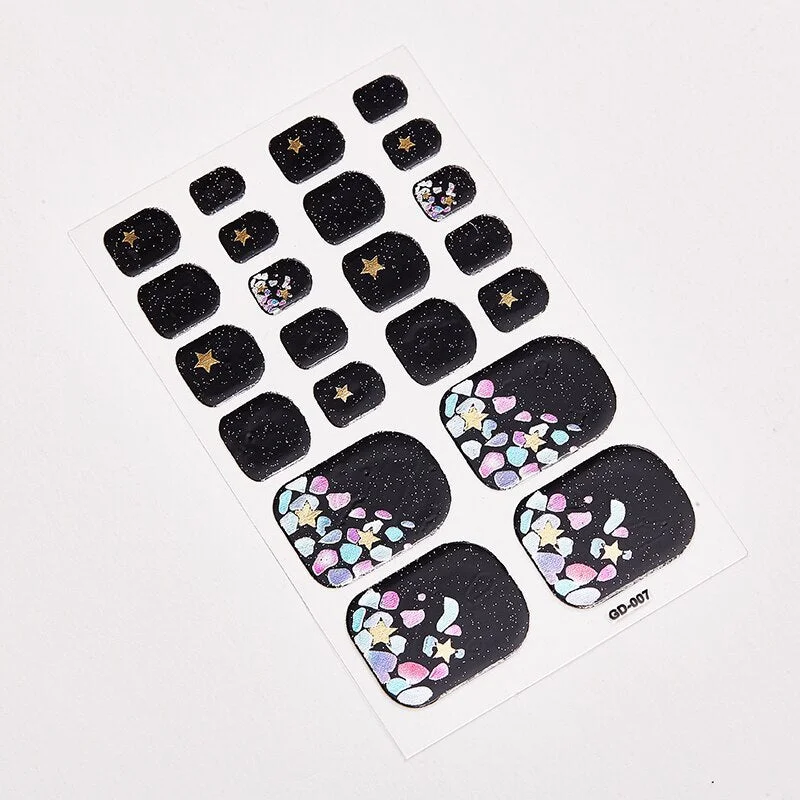 22 Tips/Sheet Colorful Nail Stickers Shiny Adesivos Nail Strips Nailart Novidades Designer Nail Decals Nail Wraps DIY Shiny