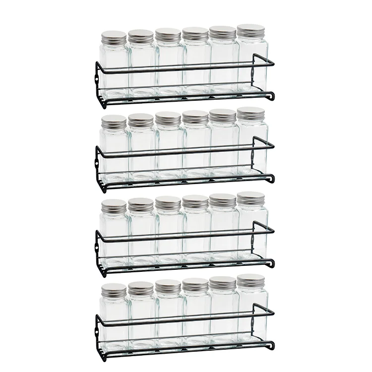 kjsSpice Rack Organizer Wall Mounted 4-Tier Stackable Hanging Spice Jars  Storage