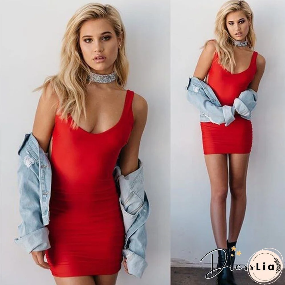 Women Backless Dress Short Pencil Bandage Beach Mini Bodycon Dress Vestidos