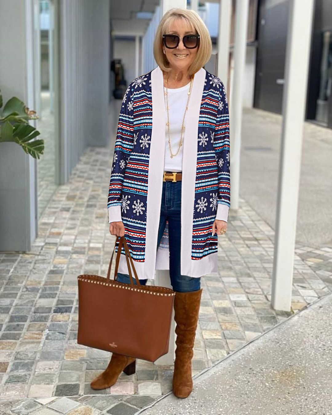 Christmas Printed Knitted Cardigan Jacket