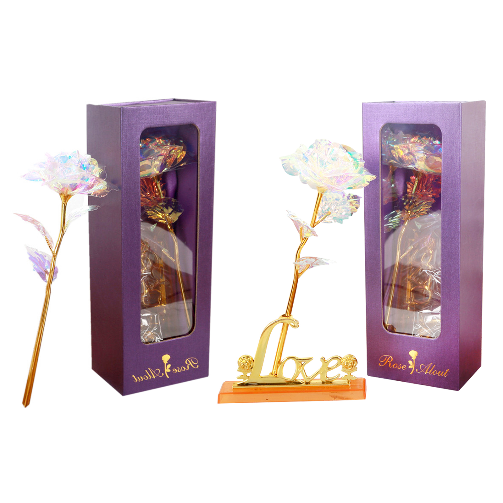 

24k Gold Foil Rose Galaxy, Artificial Long Stem Flower, Gift for Valentine, 501 Original