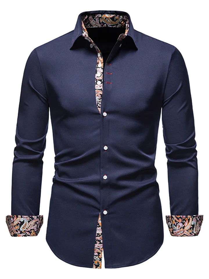 Men's Dress Shirt Button Up Shirt Collared Shirt Abstract Black White Wine Navy Blue Daily Long Sleeve Clothing Apparel Simple Elegant Formal Classic | 168DEAL