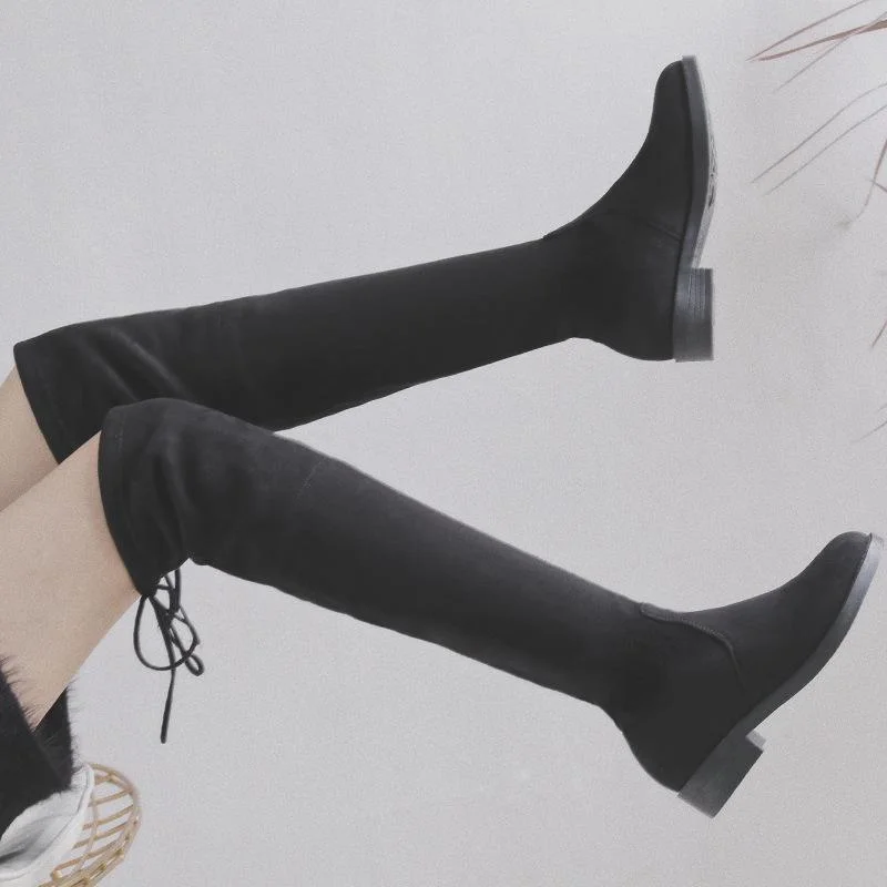 Winter Warm Over Knee Boots Women Lace-Up Shoes