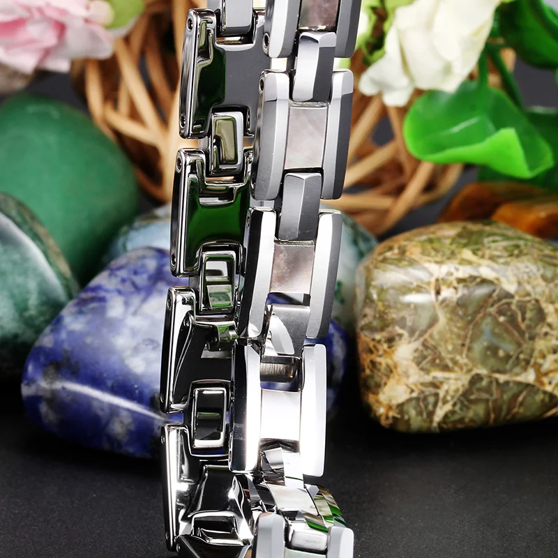 Women's Or Men's 215mm Tungsten Carbide Hologram Bracelets Unisex Fashion Link Chain Bangles For Mens And Womens