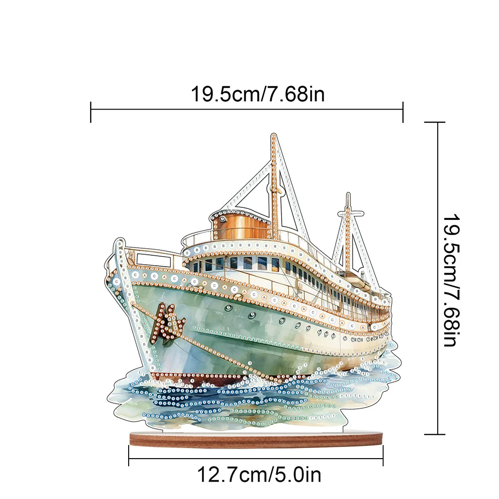 DIY Sailboat Wooden Single Sided Diamond Painting Desktop Decor for Office Decor
