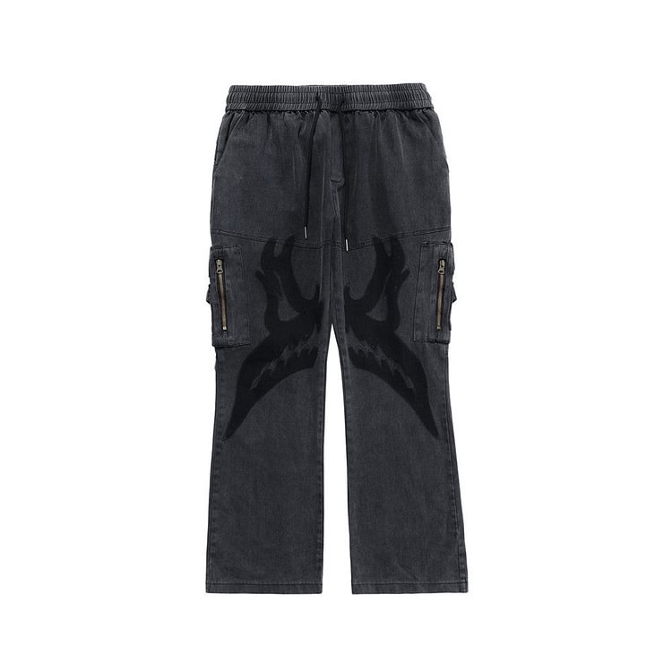Printed Multi-Pocket Cargo Pants Men's plus Size Retro Sports Casual Pants Street Trendy Trousers Men Pants