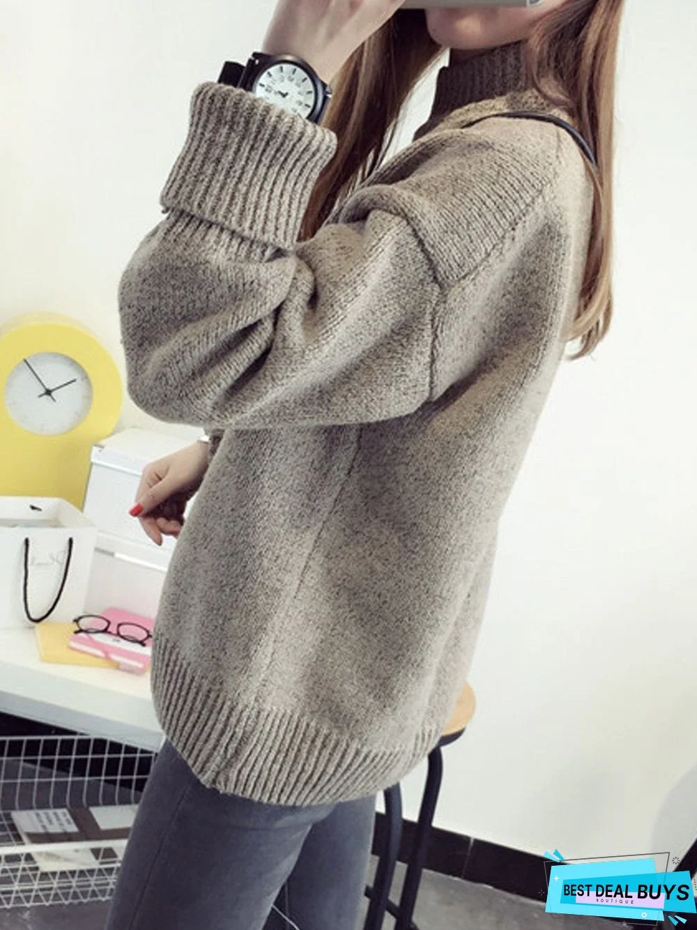 High Neck Pullover Female Loose Sweater