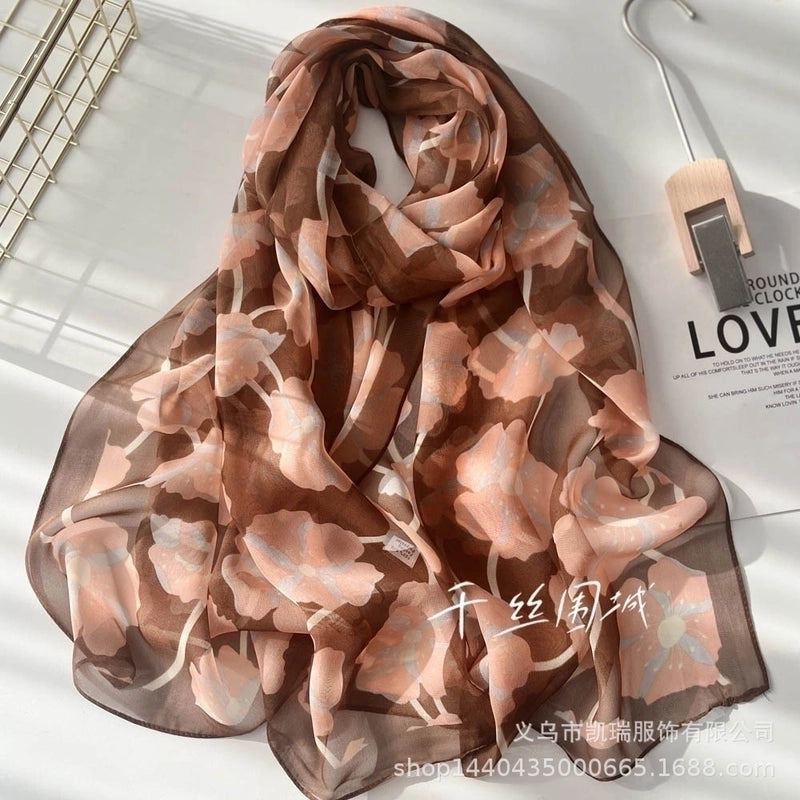 Women’s Sweet Flower Georgette Silk Scarves