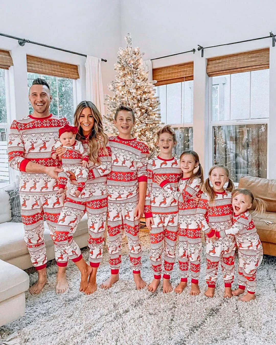 Reindeer Printed family christmas pajamas