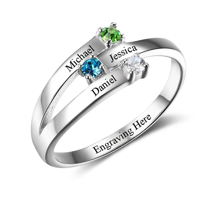 Personalized Mother Rings with 3 Birthstones Family Rings Anniversary Rings Mother's  Rings