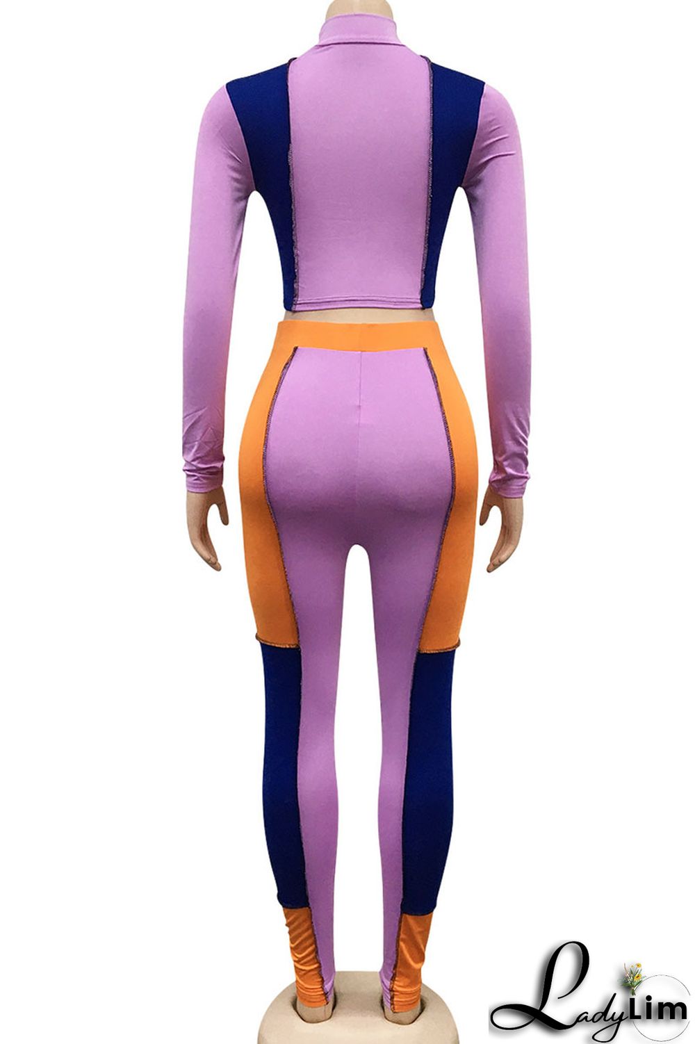 Apricot Sexy Solid Split Joint Mandarin Collar Long Sleeve Two Pieces