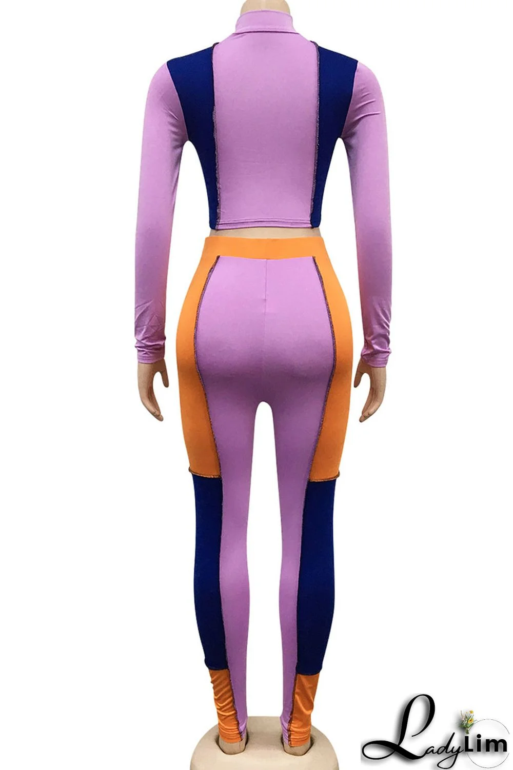 Apricot Sexy Solid Split Joint Mandarin Collar Long Sleeve Two Pieces