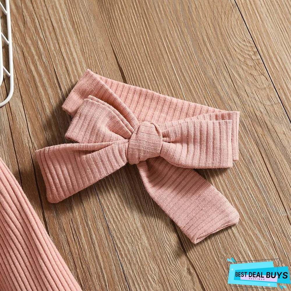 Kids Girls' Dress Solid Colored A Line Dress Above Knee Dress Vacation Cotton Long Sleeve Beautiful Dress 1-5 Years Winter Pink Brown White