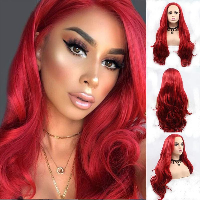 Red Long Wave Wigs For Hip Hop Style  US Mall Lifes