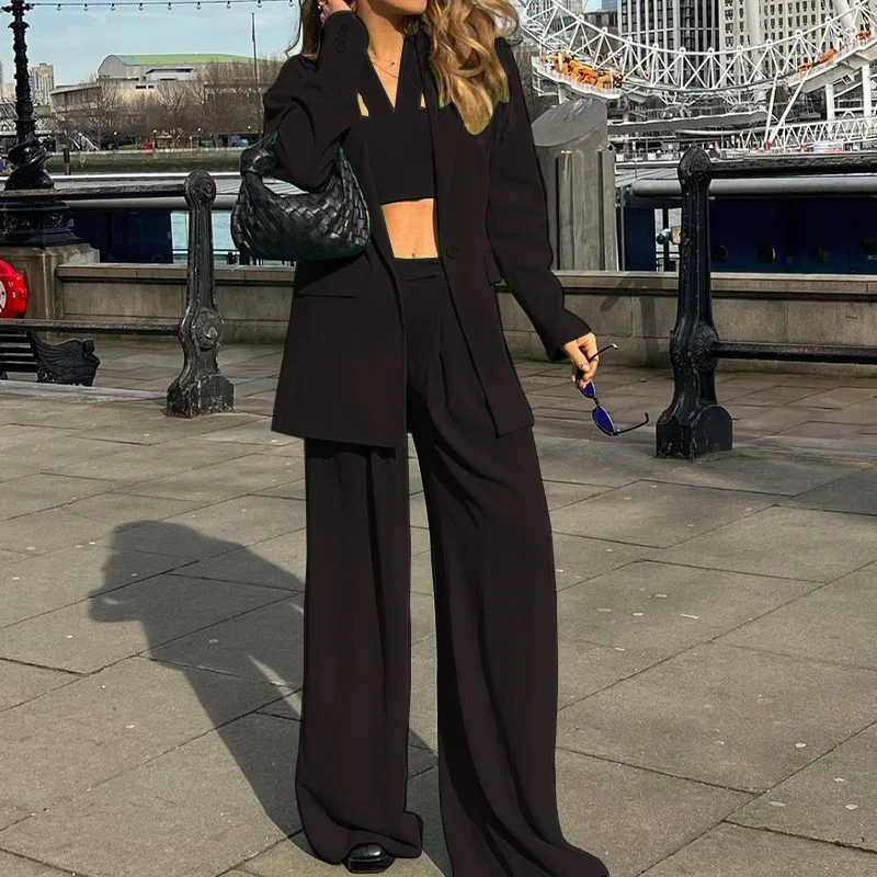 Zingj Spot 2025 Autumn / Winter New Fashion Temperament Long Sleeve Suit Jacket Casual Pants Suit Three-Piece Suit