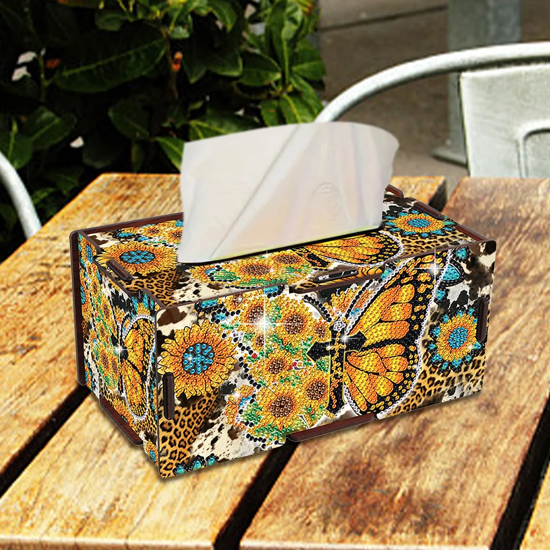 Wooden Diamond Painting Tissue Box for Home and Office Decoration (ZJH031)