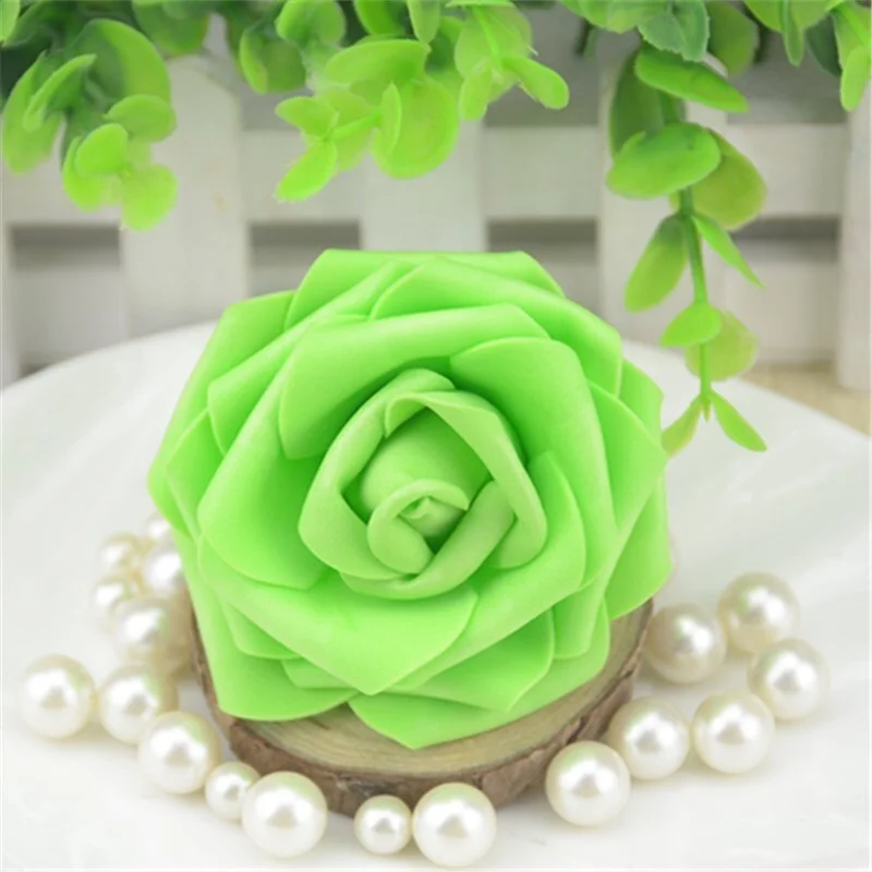 50pcs 7CM Artificial Foam Roses Flower Heads For Home Wedding Decoration Scrapbooking PE Flower DIY Kissing Balls Craft Multi