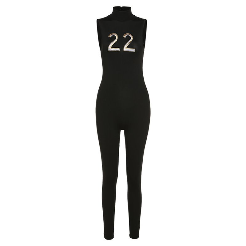 Summer Women's Fashion Alphabet Embroidery Sleeveless High Waist Tight Sports