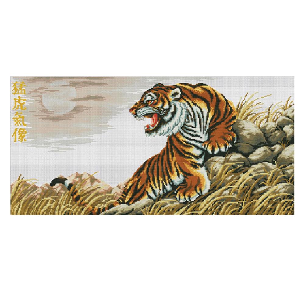 

Tiger looks like a middle grid - 11CT Stamped Cross Stitch - 89*48cm, 501 Original
