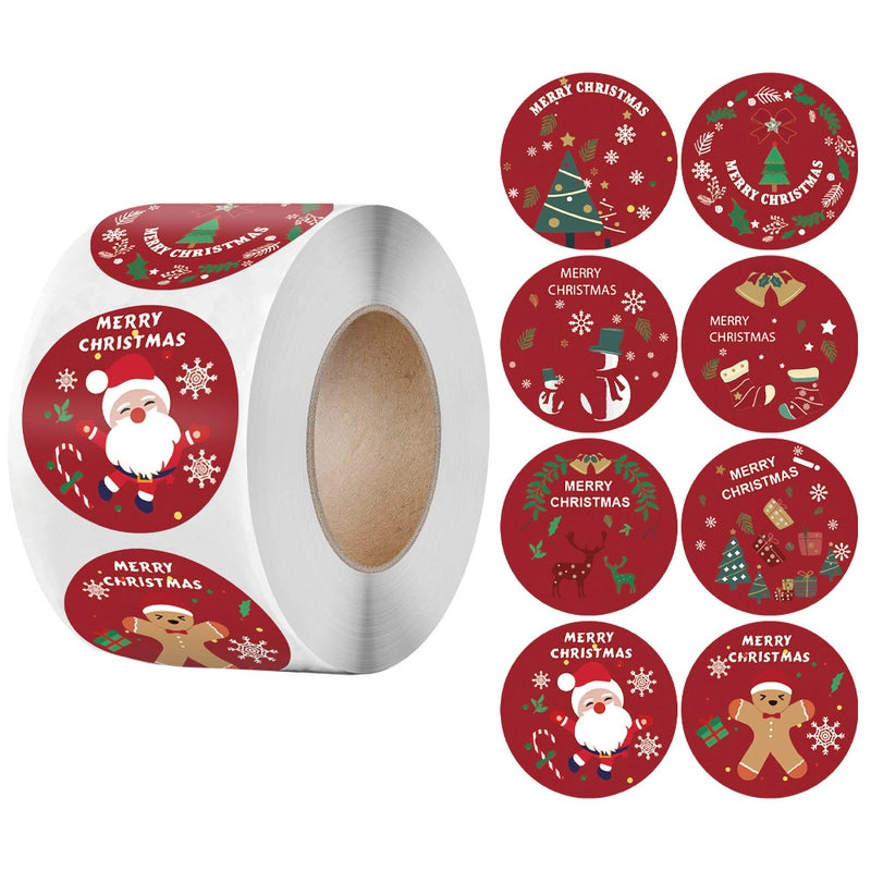 Cute Cowhide Self-adhesive Label Christmas Decorative Label Roll Stickers