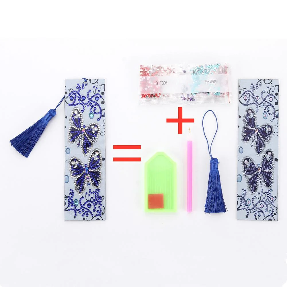 DIY Butterfly Diamond Painting Leather Bookmark with Tassel