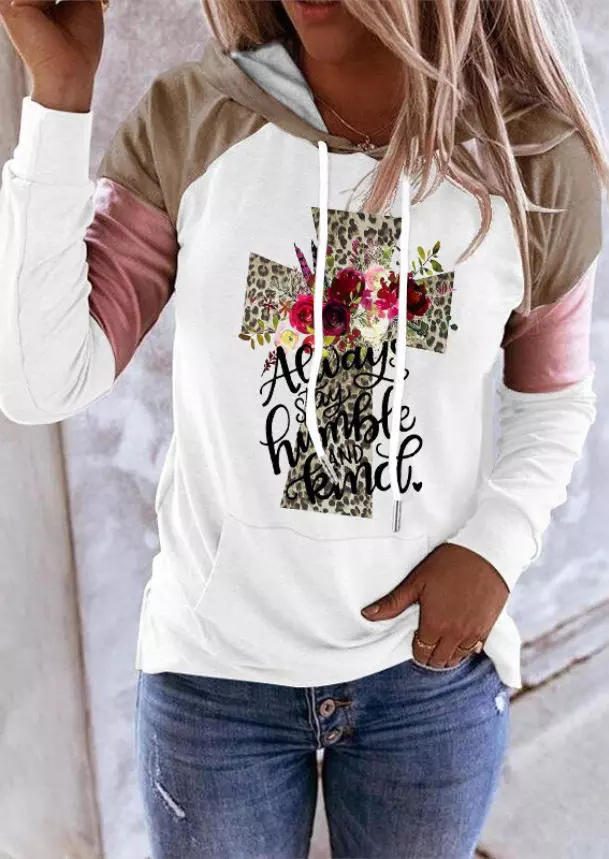 Leopard Cross Floral Kangaroo Pocket Hoodie