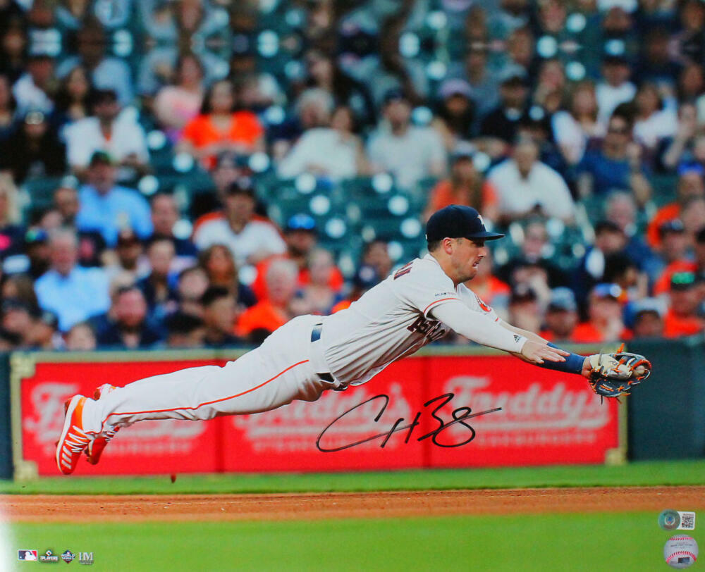 Alex Bregman Signed Houston Astros 16x20 Dive Photo Poster painting-BeckettW Hologram *Black