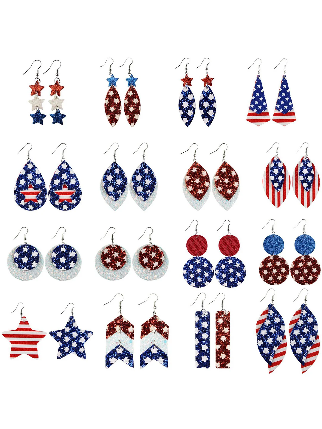 Stars And Stripes Independence Day Leather Earrings
