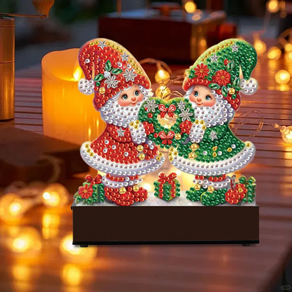5D DIY Wreath Gnome Diamond Art Mini Candle Holder for Aromatherapy Art Crafts