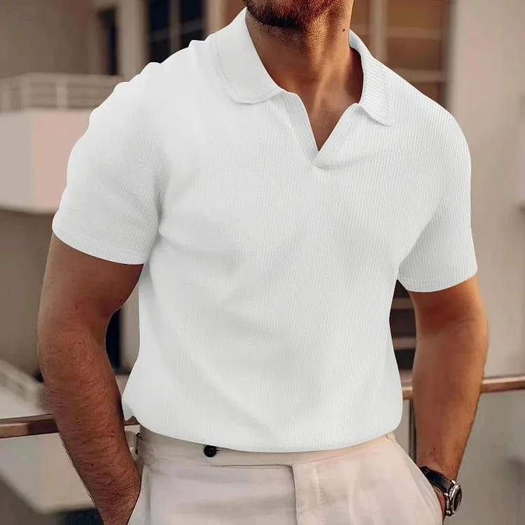 🔥Summer Hot Sale🔥Men’s Casual Waffle Knit Short Sleeve Shirt 