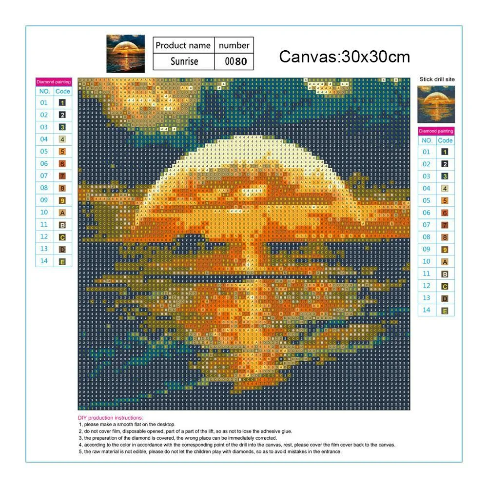 Diamond Painting - Full Round Drill - Rising Sun Sea(30*30cm)