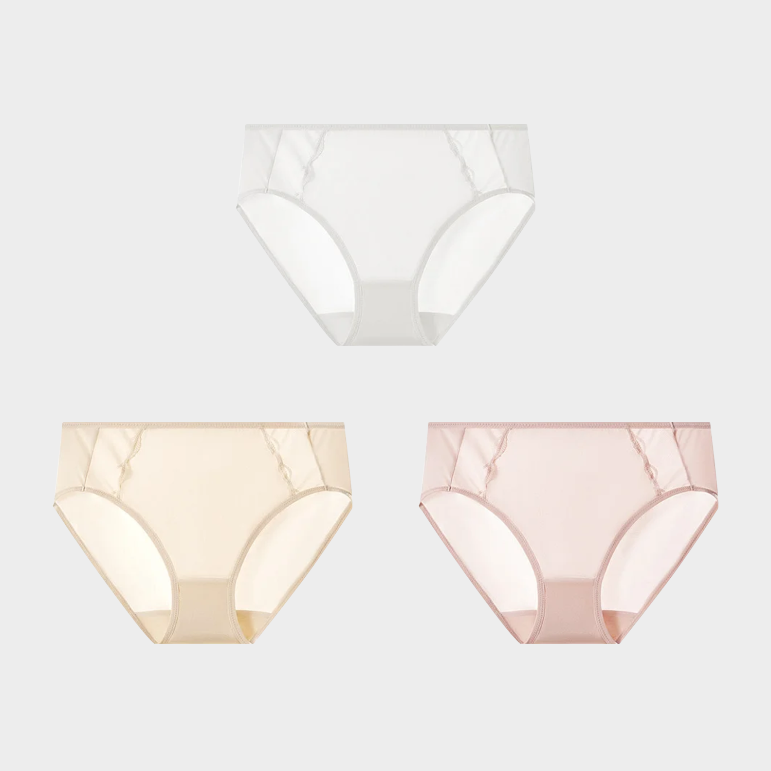 Silk and Lace Briefs Seamless Panties Mid Waisted 3-Pack REAL SILK LIFE