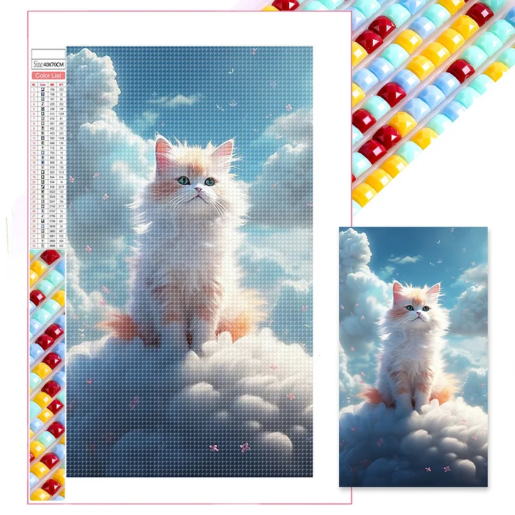 Full Square Diamond Painting - Cat In The Cloud 40*70CM