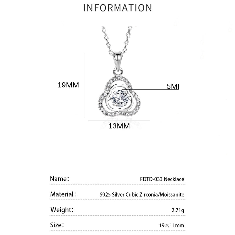 925 Sterling Silver Moissanite Zircon Inlay Shamrock Pendant Necklace