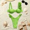 Stylish Rose-Themed Solid-Color Sexy Bikini Set by Inlyline