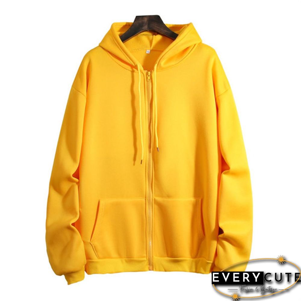 Loose Hooded Sweater Women's Autumn And Winter Large Size Zipper Cardigan Top Zip Up Hoodies Pullover