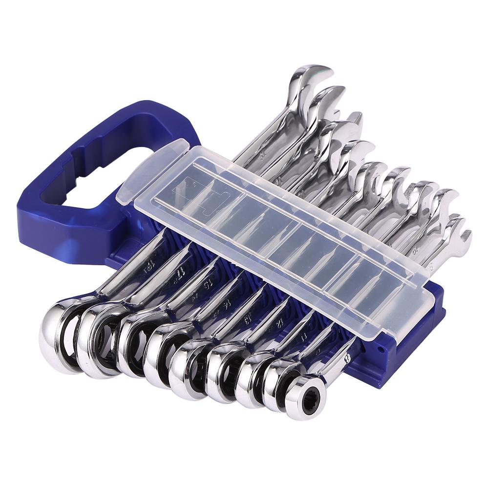 

9pcs/set Dual-purpose Quick Offset Spanner Ratchet Wrenches Car Repair Tool, 501 Original