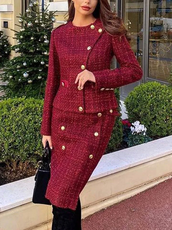 Daily small fragrance wind tweed temperament ladies suit