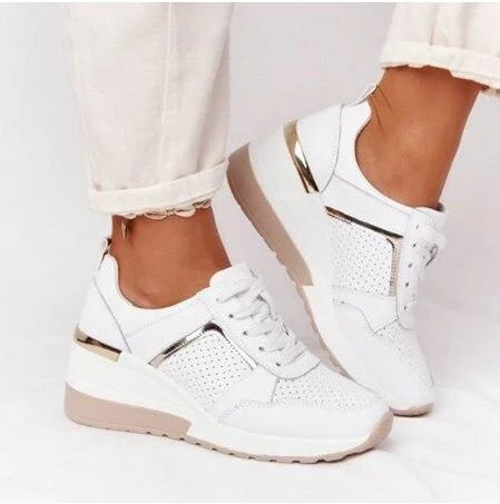 Brand Design 2021 New Women Casual Shoes Height Increasing Sport Wedge Shoes Air Cushion Comfortable Sneakers Zapatos De Mujer 1108