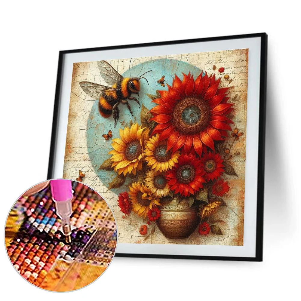 Diamond Painting - Full Round Drill - Flower Bee(Canvas|30*30cm)