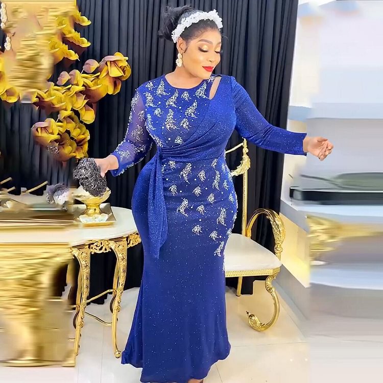 African Americans fashion QFY African Turkey Dresses For Women 2022 New Elegant Bodycon Mermaid Long Dress Wedding Party Ladies Robe Ankara Outfits Boubou Ankara Style QueenFunky