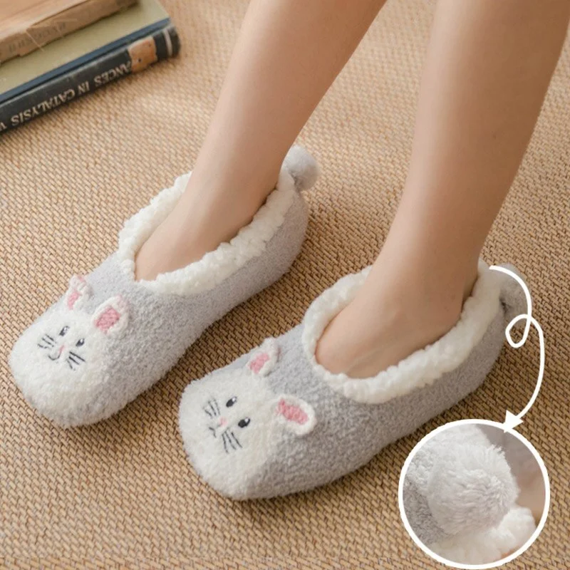 Fashion Thicken Plush winter sleep socks slippers Animal Prints Floor Socks slippers Female Light Weight Cute Socks slippers