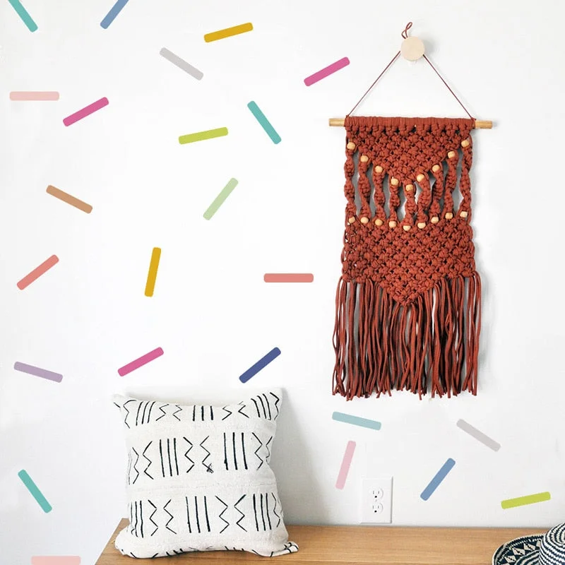 48pcs Colorful Candy Strip Wall Stickers Nursery Children Room Sprinkles Wall Decorations Furniture Wallpaper Decal Home Posters