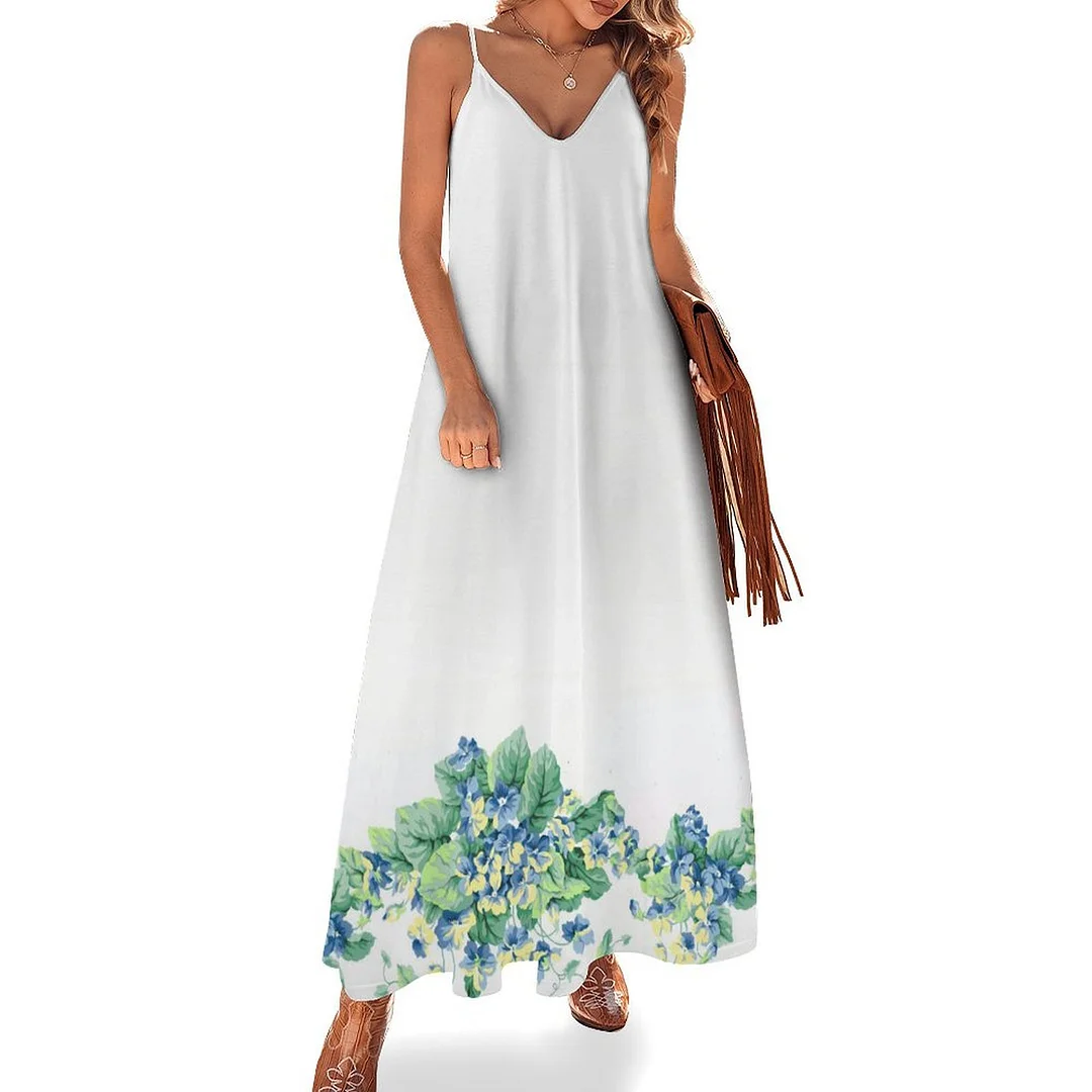 Style & Comfort for Mature Women Plus Size Printed Sling Casual Women Maxi Dress in Pattern Turquoise, Floral, Green