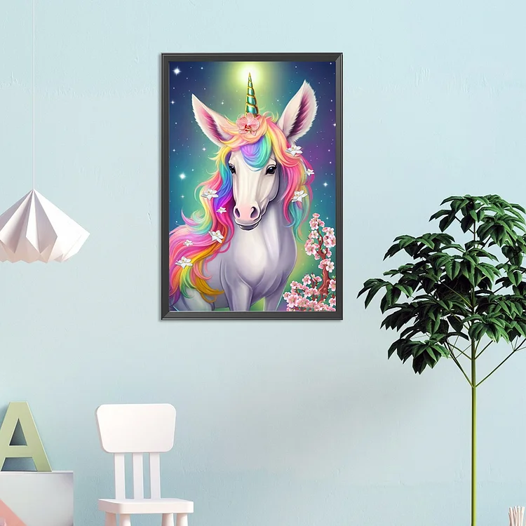 Partial AB Drill-Full Round Drill Diamond Painting -Rainbow Unicorn -  40*60cm