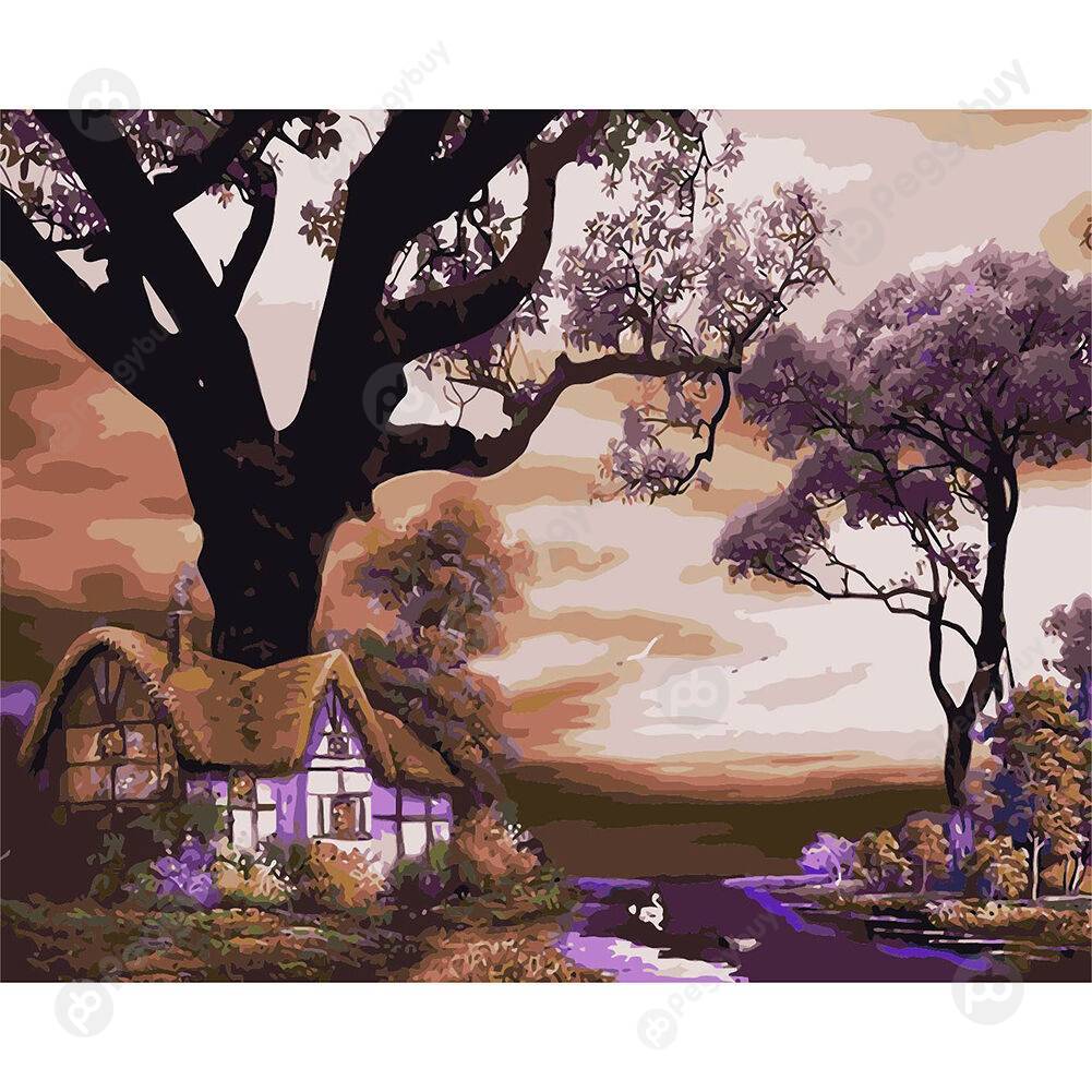 

40*50CM Paint By Numbers-Mountain Cabin, 501 Original