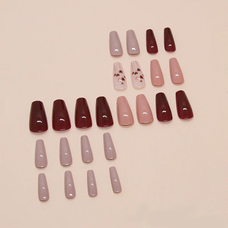 Churchf Churchf Nails Solid Color Wear A Nail Fake Nail Love Removable Beauty Nail Piece Simple Nail Patch 24 Pieces